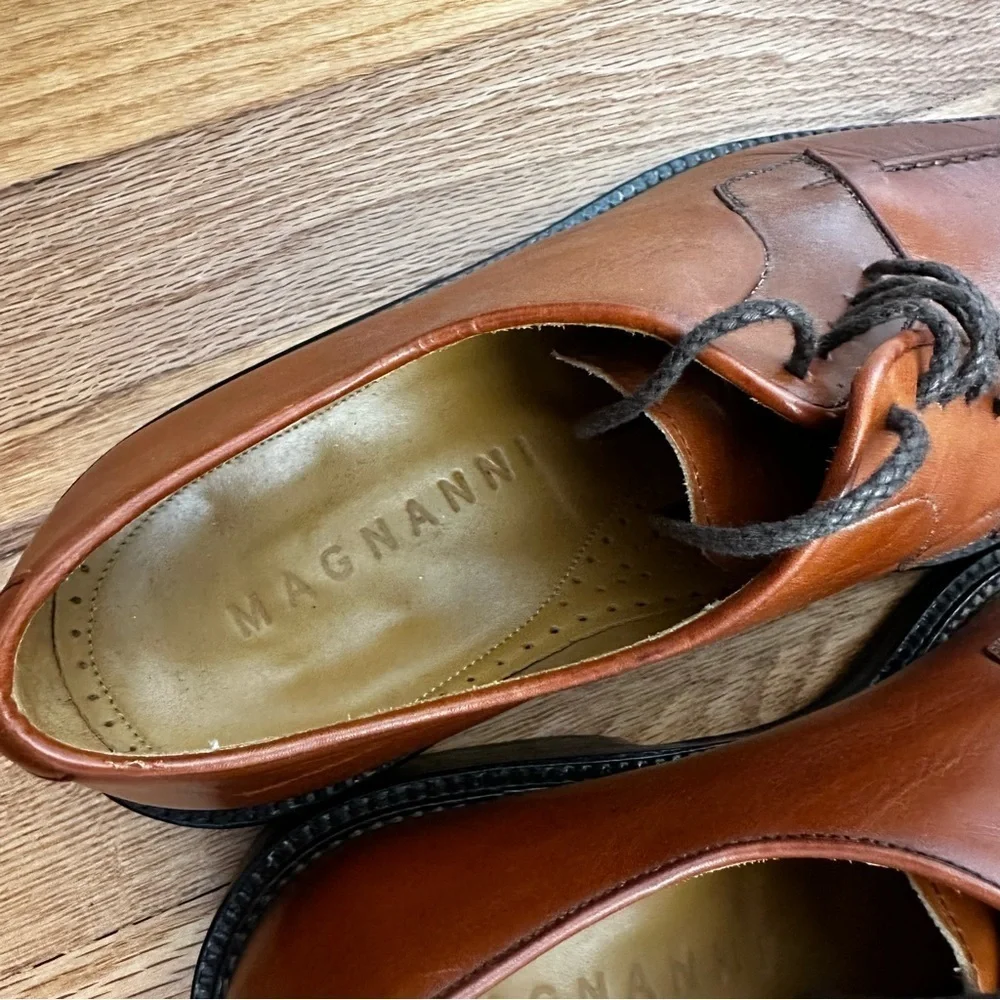 Magnanni Lace-up Oxford Derby Brown Leather Shoes Men’s Size 9.5 M